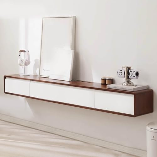 SZKTHD TV-Wandschrank Schwebende TV-Bank Hängendes TV-Element Wohnzimmer-TV-Schrank Aus Holz Mit Zwei Schubladen(A,160CM/63.0IN)