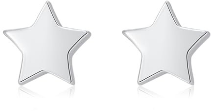 Estrellique Klein Ohr Stecker 925 Silber Ohrringe, 925 Sterling Silber Ohrstecker, Stern Ohrschmuck für Damen Mädchen, Hypoallergen Knorpel Schlafen Ohrringe, 5mm Einfache Ohrstecker Schmuck Geschenk