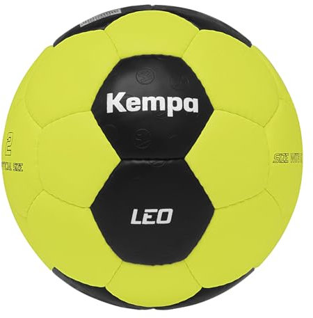 Kempa Leo Kinder Handball in den Größen 0 bis 3 - Handball Spielball Trainingsball - weiches Ballgefühl, Fluo gelb/schwarz