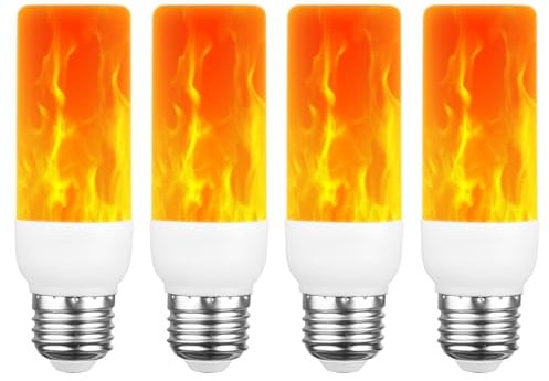 AUAUY Ampoule à Flamme LED, 2W E27 Ampoule à Effet de Flamme, 1400K, Ampoule à Lumière Vacillante, 3 Modes D'éclairage, Lampes Décoratives pour Maison, Jardin, Bar, Halloween, Noël (4 Pcs)