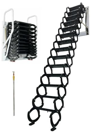 DRFGHK Home Dachbodenleiter Ausziehbare Dachbodenleiter Wandmontierte Dachbodentreppe rutschfeste Dachbodentreppe Ergonomisches Design Dachbodentreppe