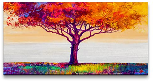 Paul Sinus Wandbild 120x60cm Farbenspiel Baum – Lebendige Kunst, Inspiration, Baum, Naturdesign, kreative Wohnraumgestaltung.
