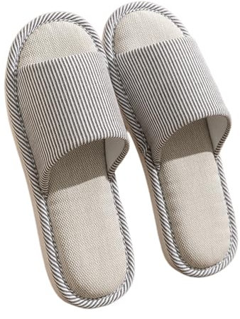 Naapesi Pantoufles De Lin,Antidérapant Femme Homme Pantoufles, Plage en Lin Chaussons,Confortable Léger (Gris(42-43), Adulte, Homme, 42, Numérique, Système Taille Chaussures EU, Moyen)
