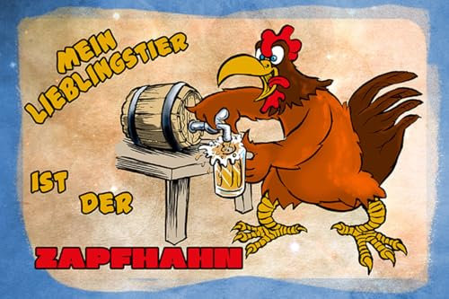 mrdeco Blechschild 12x18cm gewölbt Zapfhahn Spruch Deko Geschenk Schild