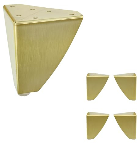 AKB Hardware Set mit 4 Sofa-Schranktischen im klassischen Stil mit robusten Metallbeinen, langlebige Möbel für Wohnzimmer, Eingangsbereich und Schlafzimmer (gebürstetes Messing, 10,2 cm H)