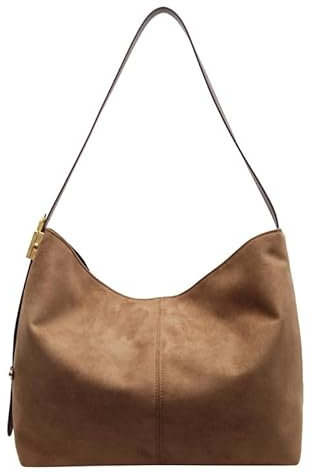 fdsmall Tote Bags für Frauen Braun Wildleder Tote Bag Große Kapazität Slouchy Schultertaschen Handtaschen für Schule Arbeit Einkaufen Reise Täglicher Gebrauch (Khaki)