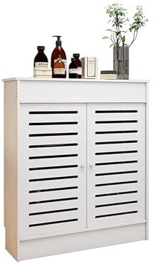 White Modern Radiator Cover, Stylish Heating Storage Cabinet with 2 Doors, Easy to Assemble, Perfect for Home Living Room & Bedroom Decor (70cm x 90cm x 20cm)