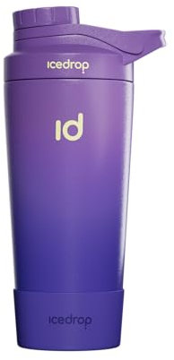 IceDrop® Thermo Shaker Edelstahl [700ml] I 100% Auslaufsicher - Fitness Shaker für 12 Stunden eiskalte Shakes & Getränke I Edelstahl Protein Shaker - Extra robust - Lila Blau