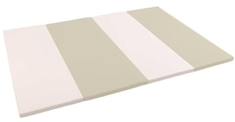 Turnmatte Weichbodenmatte Trainingsmatte Gymnastikmatte faltbare vierfach klappbare Sportmatte für Zuhause 200x100x4 cm weiß-beige