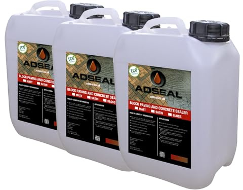 AdSeal Block Paving and Concrete Sealer, Water-Based sealer suitable for Block Paving, Imprinted,Pressed, Stamped, Flags or any Concrete Surface - Matt Finish (Standard, 15 Litre)