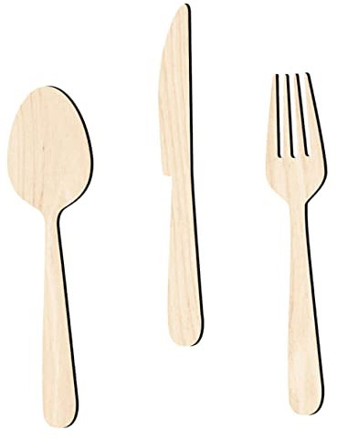 HOOTNEE 1 Juego De Tenedor, Cuchara Y Cuchillo De Madera para Cocina, Letrero Gigante De Madera para Decoración De Pared, Calcomanías De Pared para Cocina, Utensilios De Pared,