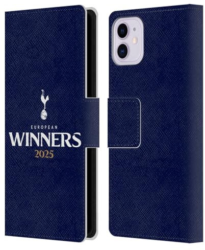 Head Case Designs Officially Licensed Tottenham Hotspur F.C. Blue 2025 European Winners Leather Wallet Case Compatible With Apple iPhone 11