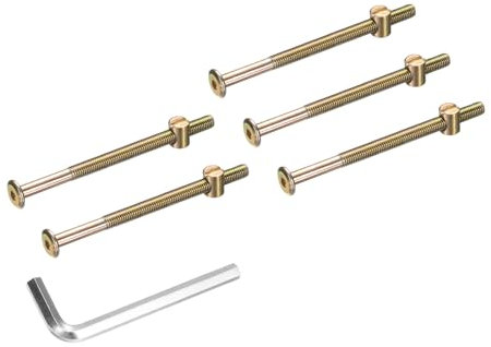 sourcing map Bettrahmenschrauben, M8 x 110 mm, Innensechskantschrauben mit Zylindermuttern, Hardware-Ersatz-Set und M5-Sechskantschlüssel für Möbel, Betten, Stühle, 5 Stück
