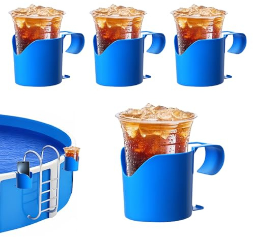 JDIEOQA 4LOTS Plastics Swimming Pool Cup, Getränkehalter für den Pool, kein Verschütten, Getränkehalter für den Pool, Telefonhalter für den Poolrand mit 2 Zoll oder weniger