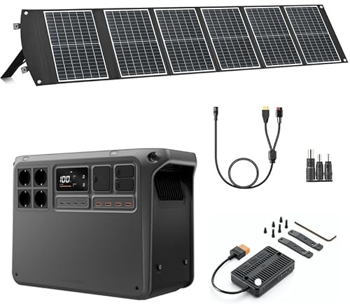 DJI Power 2000, station électrique portable 3000W, avec 1x panneau solaire pliable 100W, 1x adaptateur DC5521 femelle vers Anderson 30A/XT60 femelle, 1x adaptateur DC 3-en-1, 1x MPPT.