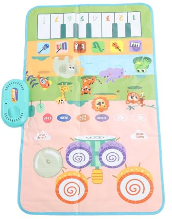 MENDUNER Interaktive Musikmatte für Kleinkinder | Bauernhof-Klaviertastatur und Schlagzeug-Pad mit Spielstöcken (Tierart)
