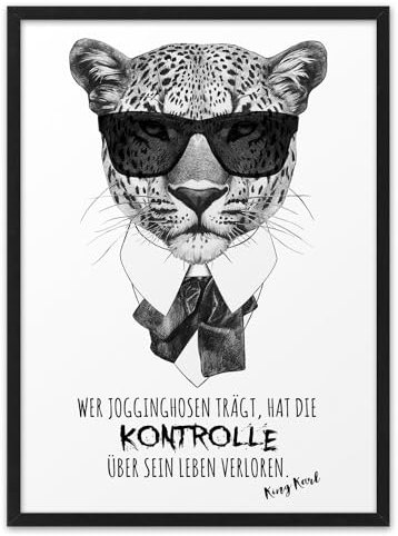 KARL UND JOGGINGHOSE | ABOUKI Kunstdruck | Coole Witzige Geschenke Kleine Lustige Geschenke Wandbild Poster Plakat Spruch Bild Schilder Wanddekoration Aufmunterung | DIN A4, A3 / Rahmen optional