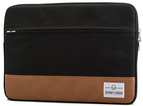 Johnny Urban Laptophülle 15-15.6 Zoll Schwarz-Braun Canvas Laptop Sleeve 15-15.6 Schutzhülle Laptoptasche Hülle Case für Dell HP ASUS Acer Lenovo UVM. - Notebook Tasche aus Baumwolle