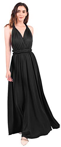 FYMNSI Damen Multiway Lange Abendkleid Hochzeit Brautjungfernkleid Bodenlang Partykleid Cocktailkleid Cabrio Wickelkleid V-Ausschnitt Festlich Kleid Rückenfrei Neckholder Maxikleid Sommer Strandkleid