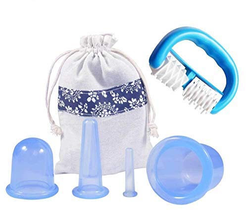 Nikou Paquet de 5 tasses en silicone anti-cellulite, tasses de massage sous vide avec ventouse à massage à ventouses