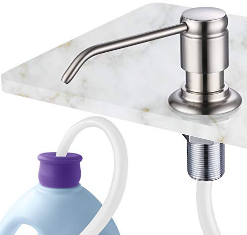 GAGALIFE Dispensador de jabón para Fregadero de Cocina (níquel Cepillado) y Kit de Tubo de extensión, Cabezal Completo de latón, Tubo de Silicona de 40 Pulgadas Que se Conecta Directamente a la