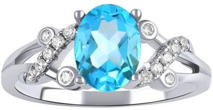 SILVEGO Damen Ring aus 925 Sterling Silber mit echtem blauem Topas