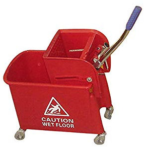 Ramon Hygiene Red 'Rapid' 17 Litre Kentucky Mop Dual-Bucket and Wringer System with Wheels | Strong and Durable for Commercial Use