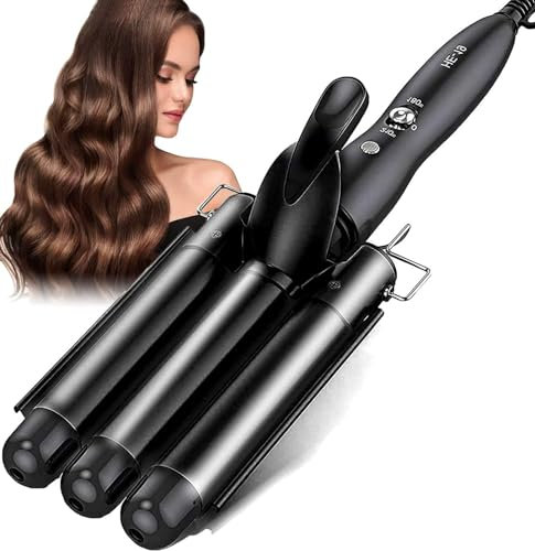 3 Barrel Hair Waver, 25MM Hair Curler Curling Iron Wand Adjustable Temperature, Curling Tongs Crimping Bubble Styling Tool Tourmaline Ceramic for Long Hair