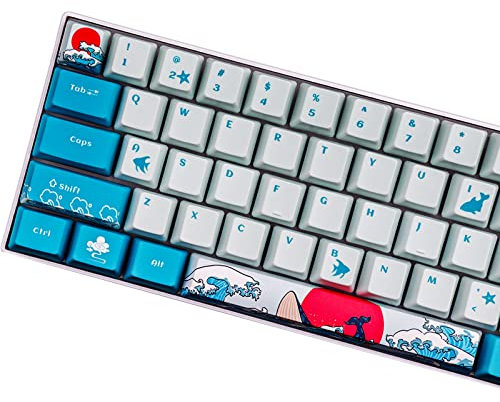 Sunzit Keycaps, 61 Keys PBT Dye-Sublimation Keycap Tasten Backlit Keycaps PBT OEM Profilel für GK61 Cherry MX-Schalter Mechanische Tastatur Tastenkappen