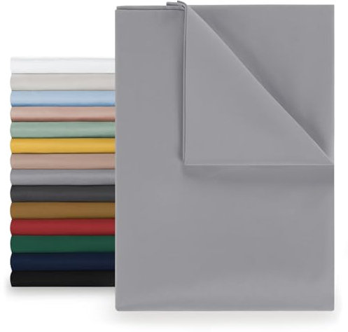 Blumtal® Basic Betttuch 180x275 cm für Matratzen 120x200 cm - Bettlaken ohne Gummi - Oeko-TEX zertifiziertes Betttuch ohne Gummi - Leintuch aus gebürstetem Microfaser- Leintuch 120 x 200 cm in Grau