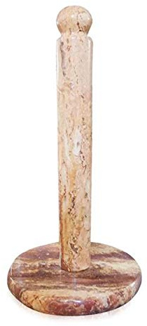 CBAM Porte-rouleau de cuisine en marbre Travertino rouge Idée cadeau Diamètre 17 cm