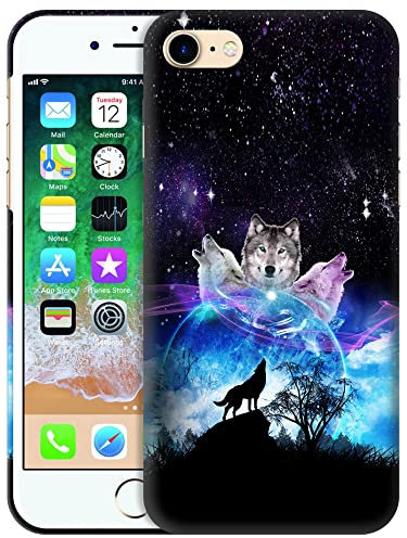 Glisten iPhone SE (2020) Case, iPhone 7/8 Case - Space Galaxy Wolf Face Design Printed Slim Fit & Cute Hard Plastic Snap on Designer Back Case for iPhone 7/8 / SE (2020) / SE 2nd Generation.