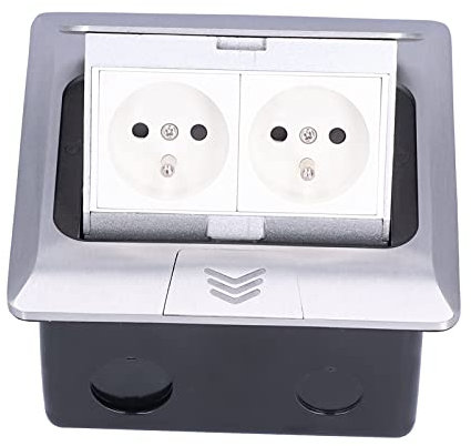 Boîte de Sol en Alliage D'aluminium Prise de Bureau au Sol Prise électrique étanche 2 Voies IP40 250V/16A J28 pour Salle de Conférence/comptoir/usine/centre Commercial