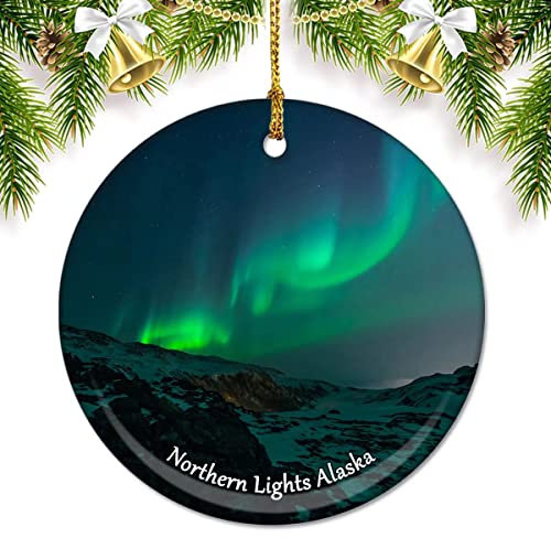 USA Amerika Nordlichter Alaska Weihnachtsschmuck für Baum, Keramik-Anhänger, doppelseitig, Ornament, Dekoration, Weihnachtsgeschenke, Porzellan, Reise-Souvenirs