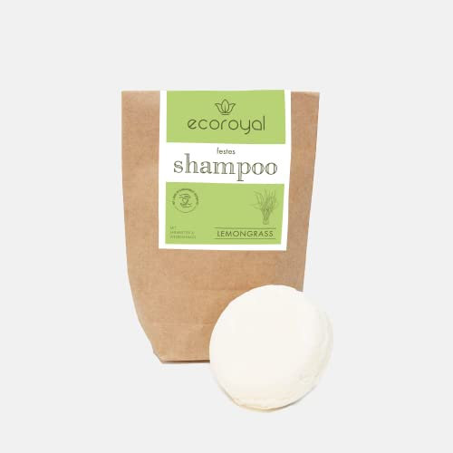 Ecoroyal Naturkosmetik - Festes Shampoo Lemongrass - natürliches Haarshampoo für trockene Kopfhaut ohne Parabene oder Silikone - vegan & palmölfrei - Handgemacht in Deutschland - ca. 55g
