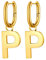 FOCALOOK Damen 316L Edelstahl Ohrringe, Ohrhänger mit Buchstabe P in Gold, Hängende Ohrringe Accessoires für Geliebte/Freundin/Tochter zum Geburtstag/Valentinstag/Weihnachten