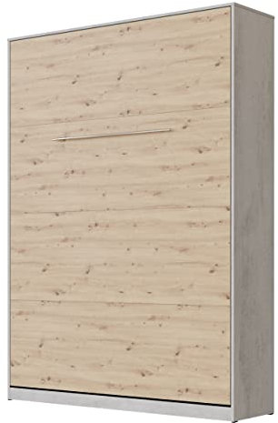 SMARTBett Schrankbett Standard 90x200 120x200 140x200 160x200 Bettschrank Wandbett Beton/Wildeiche 140 Vertikal