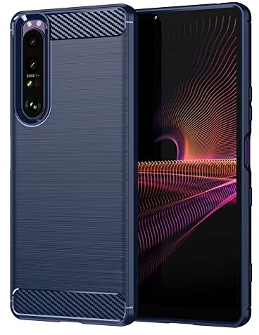 Topme Silikonhülle für Smartphone, Compatible with Sony Xperia 1 III (6.5 Inches), [handyhülle im Gebürsteten Texturstil] - Blau