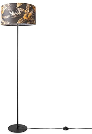 Paco Home Stehlampe Leselampe Wohnzimmer Deko Büro Dreibein Lampenschirm Rund Stoff Stehleuchte Lampe Blumen Muster Jungle E27