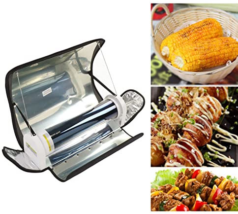YHUEGH Forno Solare Griglie da Campeggio a energia Solare, fornello Solare Integrato all'aperto, fornello Solare parabolico Portatile Fornelli da Campeggio Senza Carburante Fornello Barbecue Utensili