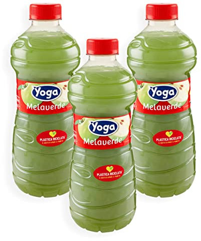 3X Yoga Melaverde Succo di Frutta al Gusto di Mela Verde e Limone 1L [3 Bottiglie]