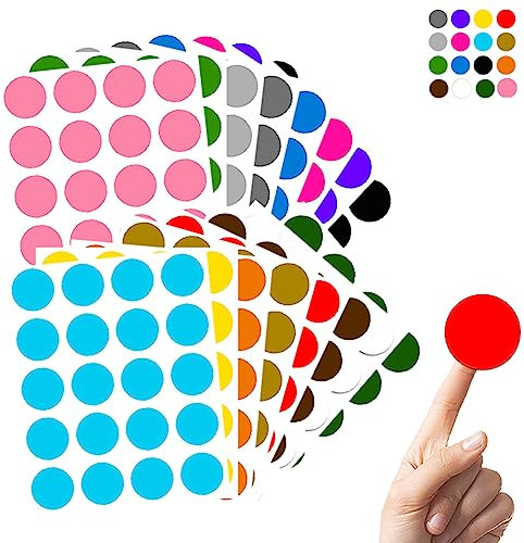 Klebepunkte, 5CM Aufkleber Punkte Bunt, 16 Farben von Klebepunkte Bunt, Aufkleber Punkte, 320 Stück Klebepunkte Groß