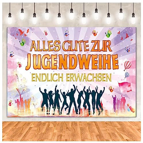Alles Gute zur Jugendweihe Banner,180 x 110cm Deko Jugendweihe Banner,Jugendweihe Banner Hängende Dekoration, Endlich Erwachsen Banner mit Schnur Geschenkidee zur Jugendweihe