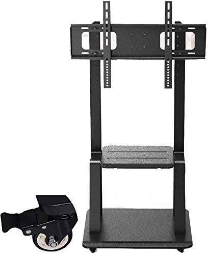 TV-Rack-Ständer, Wandhalterung, hoher TV-Ständer mit Stauraum und Rollen, robuster schwarzer Rollwagen für 32–75 Plasma-/LCD-/LED-Fernseher, für Schlafzimmer/Wohnzimmer/Klassenzimmer, belastbar mit