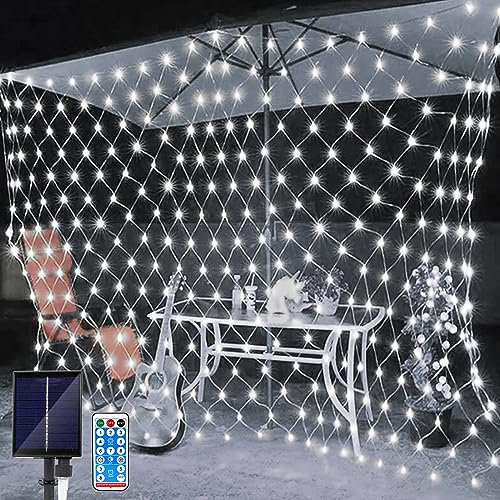 Micacorn Solar LED Lichternetz,2 x 3M Wasserdichte Lichterkette Netz 8 Modi 198 LED Lichternetz Lichtervorhang mit Fernbedienung Net Lichterketten für Garten Weihnachten Hochzeit Party Dekorationen