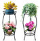 Kataslly 2 Stück 2 Etagen Metall Pflanzenständer Indoor Outdoor Hoch Schmiedeeisen Blumentopf Regal für mehrere Pflanzen, Eck-Pflanzenhalter Rack für Terrasse Garten Küche Balkon Wohnzimmer