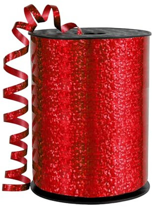 450m Geschenkband Rot 5mm Breit,Kräuselband Geschenkbänder Schleifenband Glitzer Metalldraht Ballonband Ringelband,Dekoband für Weihnachten Neujahr Geburtstag Geschenkverpackung Ballonverschlüsse