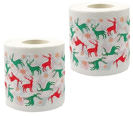 SOLUSTRE 2rollen Weihnachtsmotiv Toilettenpapier Kreatives Bedrucktes Festtags-küchenpapier Für Feiertagsfeiern Und Dekoration Hochwertige Lustige Designs Für Besondere Anlässe