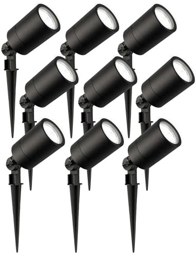 Ledvion - 9X LED Gartenstrahler, 6500K, Schwarz, 5W, IP65, inkl. Schnellanschluss