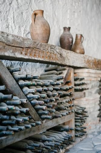 Old wine bottles in the wine cellar - 6000 piece wooden puzzle - suitable for the whole family, interior decoration